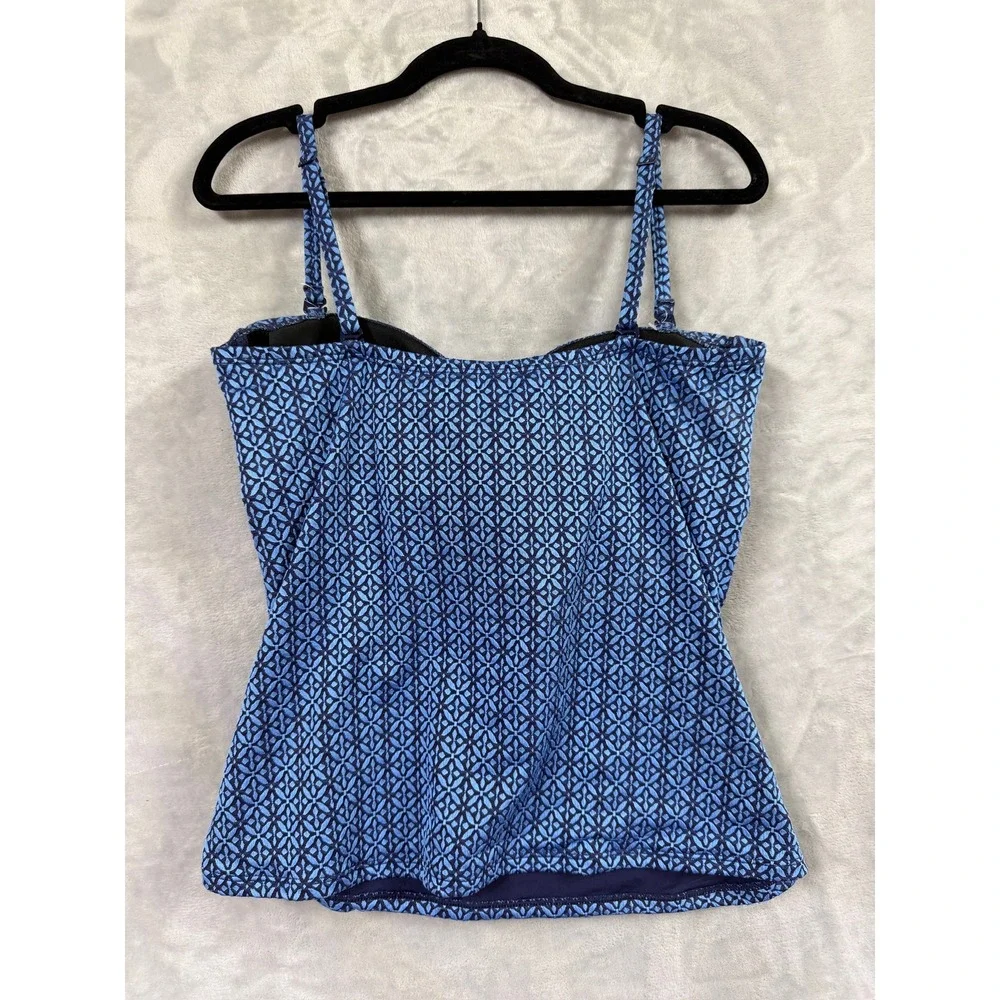 NWOT La Blanca Women's Charmed Coast Printed Bandeau Tankini Top Ruched 10 $105